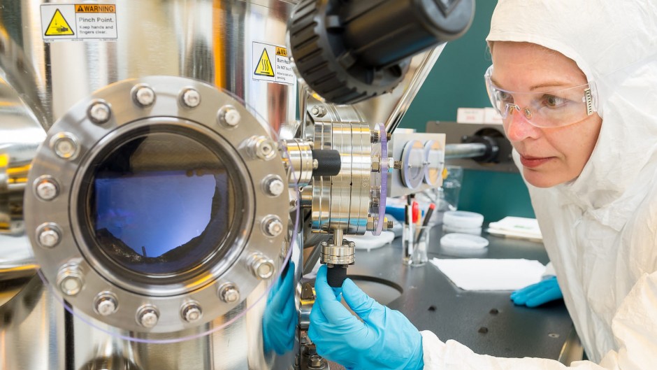 Researcher uses equipment at Argonne's Center for Nanoscale Materials.